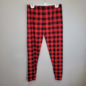 Leggings Depot Red Plaid Polyester Spandex Ankle Leggings Extra Plus‎ Size